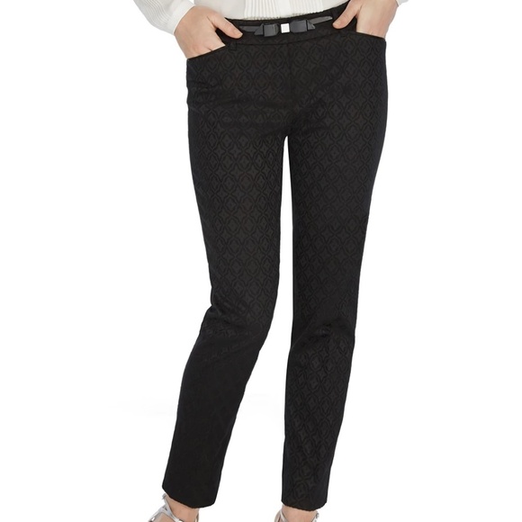 Black Jacquard Slim Ankle Pants by WHBM - Picture 1 of 6